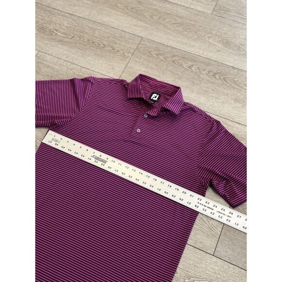 FootJoy Polo Shirt Mens Medium Pink Black Striped Casual Outdoor Golf - Picture 3 of 7
